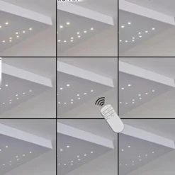 hofstein Plafonnier Cetara LED Gris, 1 lumière, Télécommandes, Changeur de couleurs