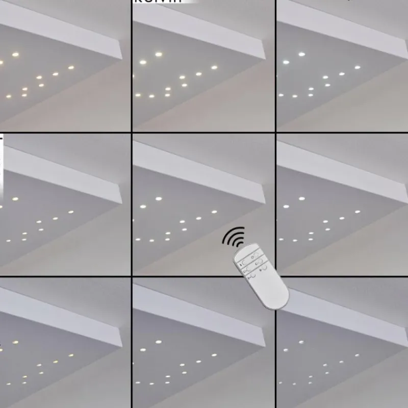 hofstein Plafonnier Cetara LED Gris, 1 lumière, Télécommandes, Changeur de couleurs