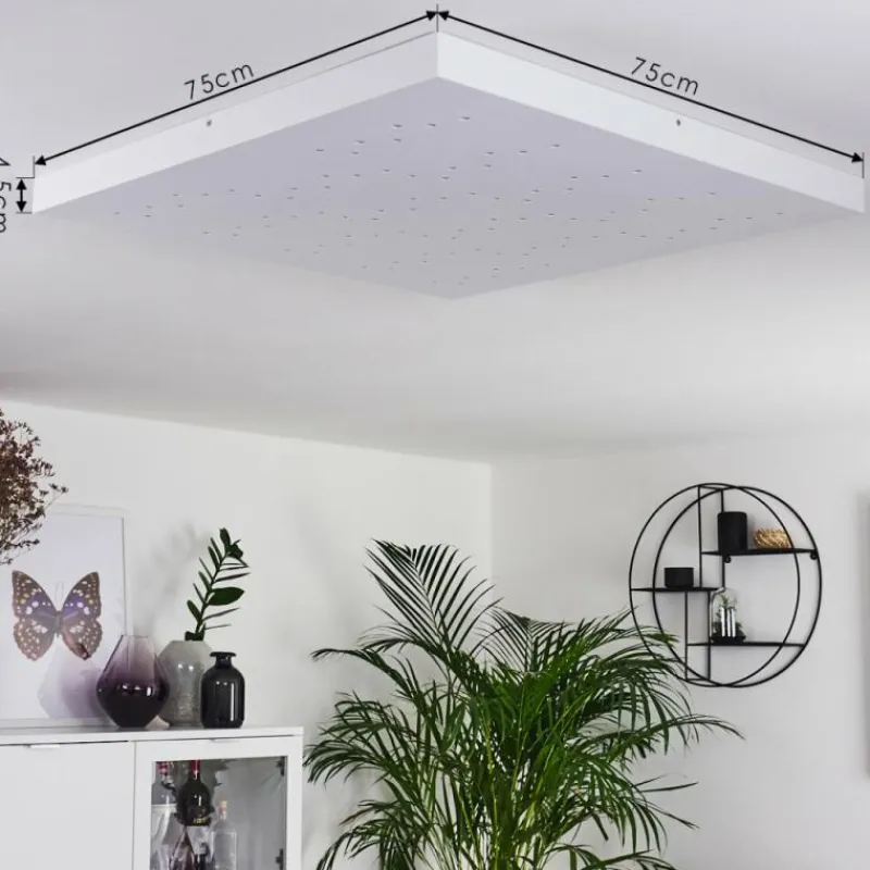 hofstein Plafonnier Cetara LED Gris, 1 lumière, Télécommandes, Changeur de couleurs