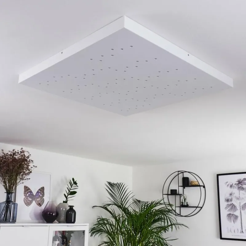 hofstein Plafonnier Cetara LED Gris, 1 lumière, Télécommandes, Changeur de couleurs