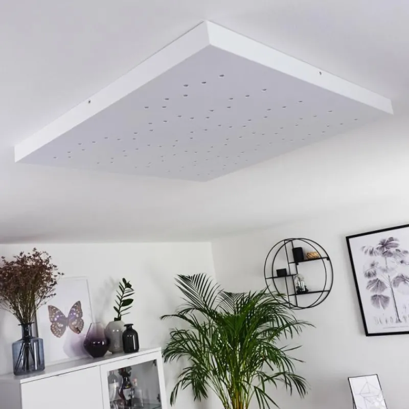 hofstein Plafonnier Cetara LED Gris, 1 lumière, Télécommandes, Changeur de couleurs