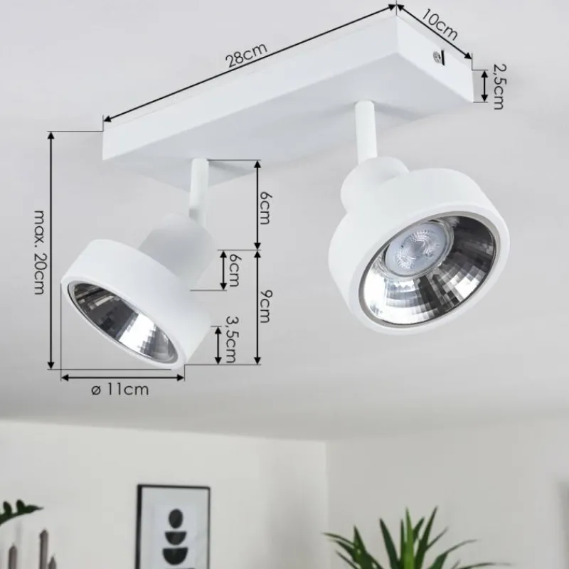 hofstein Plafonnier Chagres Blanc, 2 lumières* Spots Et Projecteurs