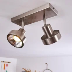 hofstein Plafonnier Chagres Nickel mat, 2 lumières
