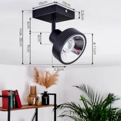 hofstein Plafonnier Chagres Noir, 1 lumière* Spots Et Projecteurs