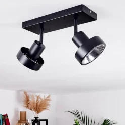 Lampes Industrielles-hofstein Plafonnier Chagres Noir, Argenté, 2 lumières