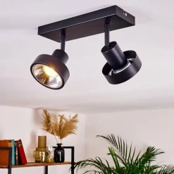 Lampes Industrielles-hofstein Plafonnier Chagres Noir, Argenté, 2 lumières