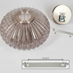 Suspension Verre Fumé-hofstein Plafonnier Chapal Nickel mat, 1 lumière