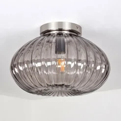 Suspension Verre Fumé-hofstein Plafonnier Chapal Nickel mat, 1 lumière