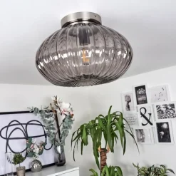 Suspension Verre Fumé-hofstein Plafonnier Chapal Nickel mat, 1 lumière