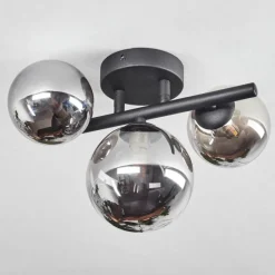 Suspension Verre Fumé-hofstein Plafonnier Chariton LED Noir, 3 lumières