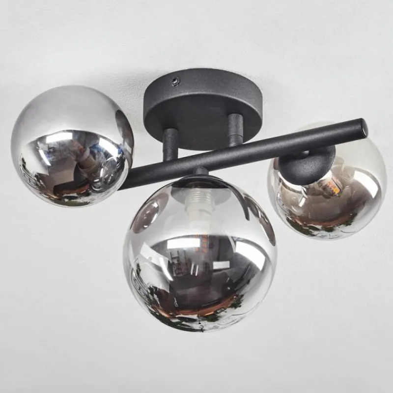 Suspension Verre Fumé-hofstein Plafonnier Chariton LED Noir, 3 lumières