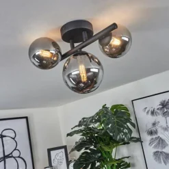 Suspension Verre Fumé-hofstein Plafonnier Chariton LED Noir, 3 lumières