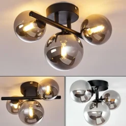 Suspension Verre Fumé-hofstein Plafonnier Chariton Noir, 3 lumières