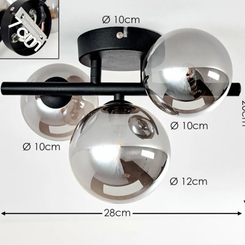 Suspension Verre Fumé-hofstein Plafonnier Chariton Noir, 3 lumières