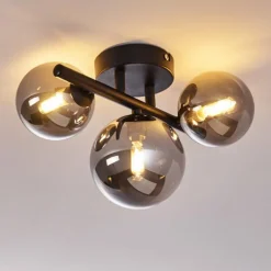 Suspension Verre Fumé-hofstein Plafonnier Chariton Noir, 3 lumières