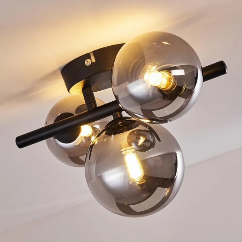 Suspension Verre Fumé-hofstein Plafonnier Chariton Noir, 3 lumières