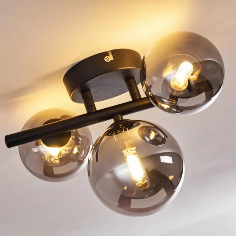 Suspension Verre Fumé-hofstein Plafonnier Chariton Noir, 3 lumières