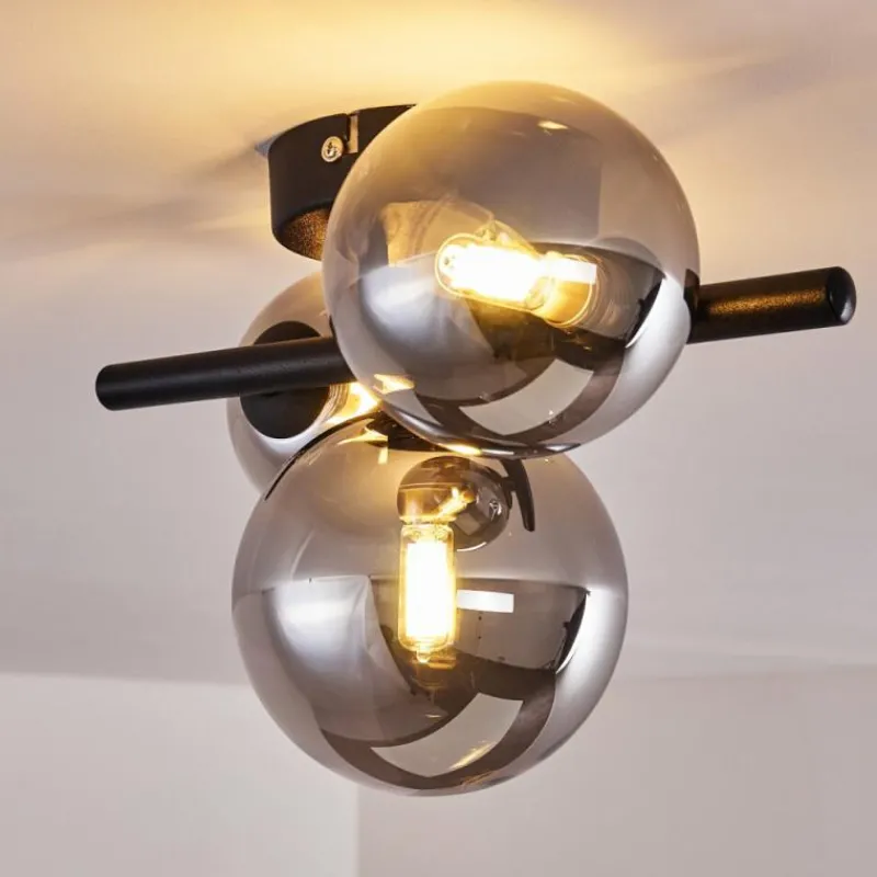 Suspension Verre Fumé-hofstein Plafonnier Chariton Noir, 3 lumières