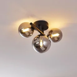 Suspension Verre Fumé-hofstein Plafonnier Chariton Noir, 3 lumières