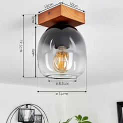 Suspension Verre Fumé-hofstein Plafonnier Chauplane Bois foncé, Noir, 1 lumière