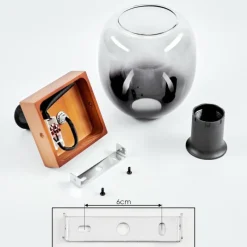 Suspension Verre Fumé-hofstein Plafonnier Chauplane Bois foncé, Noir, 1 lumière