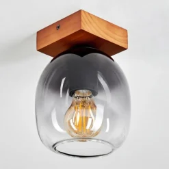 Suspension Verre Fumé-hofstein Plafonnier Chauplane Bois foncé, Noir, 1 lumière