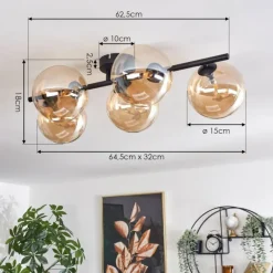 hofstein Plafonnier Chehalis Ambre, 5 lumières