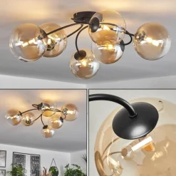 hofstein Plafonnier Chehalis Ambre, Clair, 6 lumières