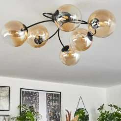 hofstein Plafonnier Chehalis Ambre, Clair, 6 lumières