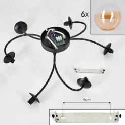 hofstein Plafonnier Chehalis Ambre, Clair, 6 lumières