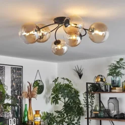 hofstein Plafonnier Chehalis Ambre, Clair, 6 lumières