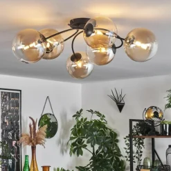 hofstein Plafonnier Chehalis Ambre, Clair, 6 lumières