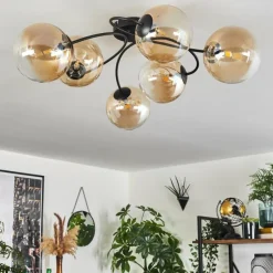 hofstein Plafonnier Chehalis Ambre, Clair, 6 lumières