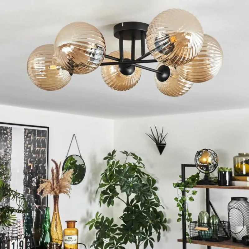 hofstein Plafonnier Chehalis Ambre, 6 lumières