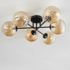 hofstein Plafonnier Chehalis Ambre, 6 lumières