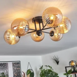 hofstein Plafonnier Chehalis Ambre, 6 lumières