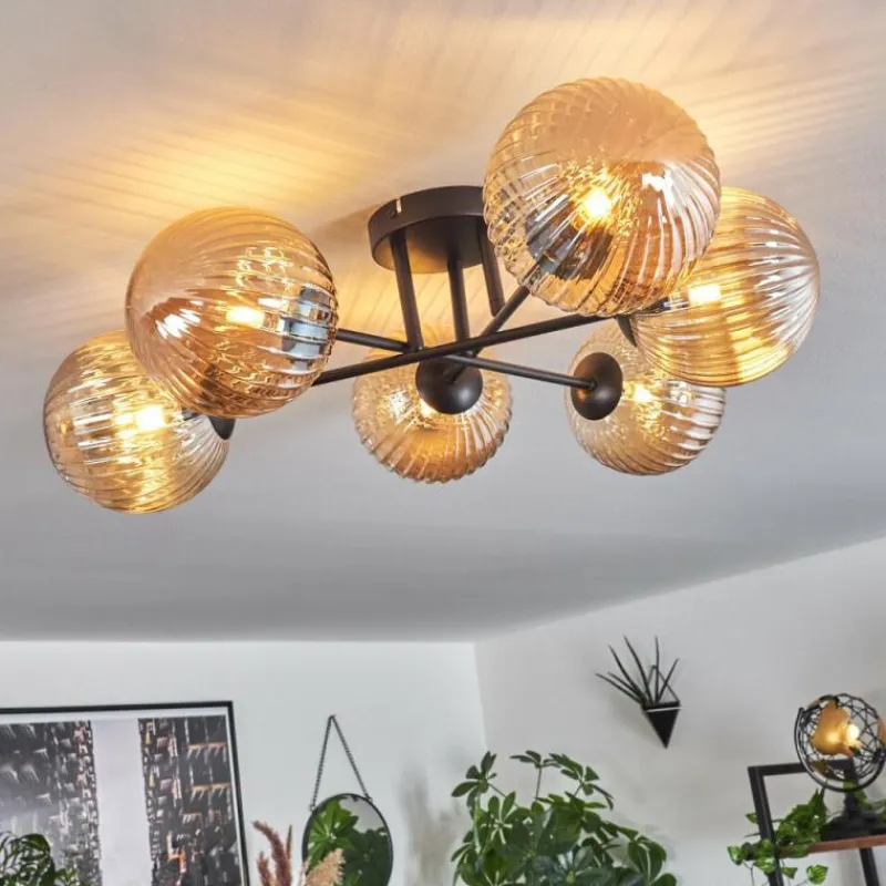 hofstein Plafonnier Chehalis Ambre, 6 lumières