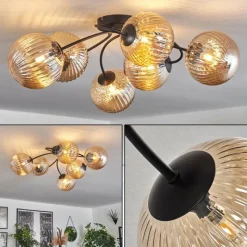 hofstein Plafonnier Chehalis Ambre, 6 lumières