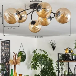 hofstein Plafonnier Chehalis Ambre, 6 lumières