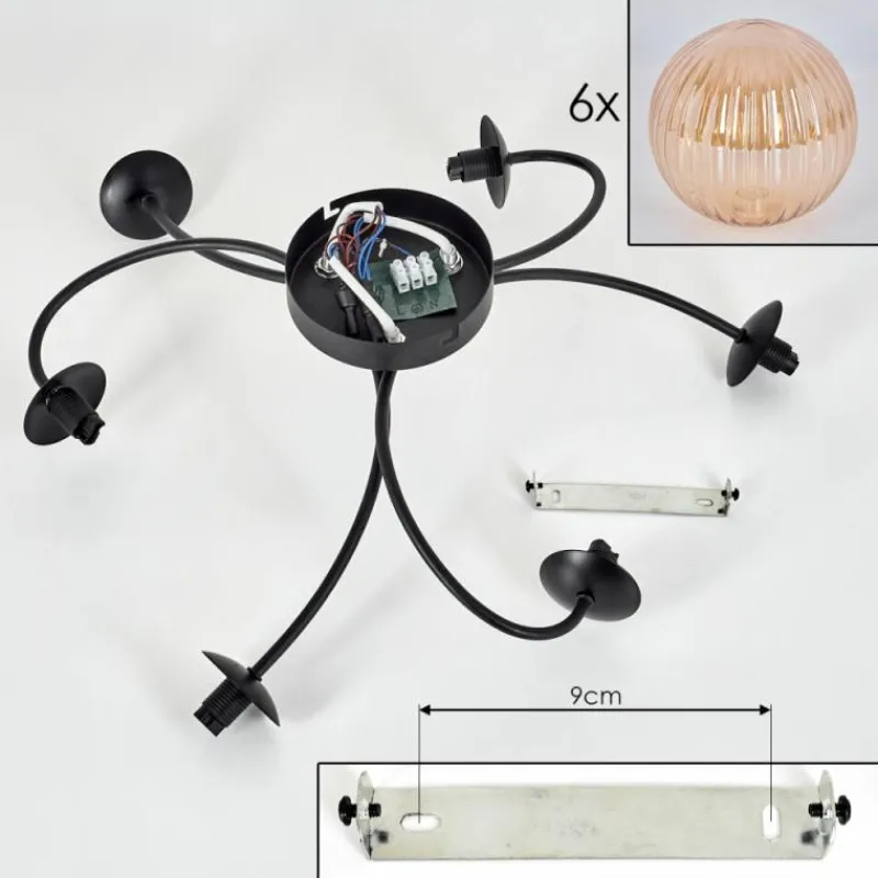 hofstein Plafonnier Chehalis Ambre, 6 lumières