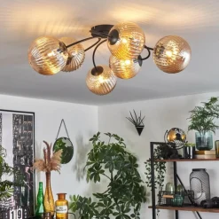 hofstein Plafonnier Chehalis Ambre, 6 lumières