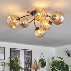 hofstein Plafonnier Chehalis Ambre, 6 lumières