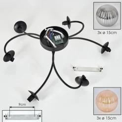 hofstein Plafonnier Chehalis Ambre, Fumé, 6 lumières