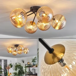 hofstein Plafonnier Chehalis Ambre, 6 lumières