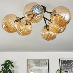 hofstein Plafonnier Chehalis Ambre, 6 lumières