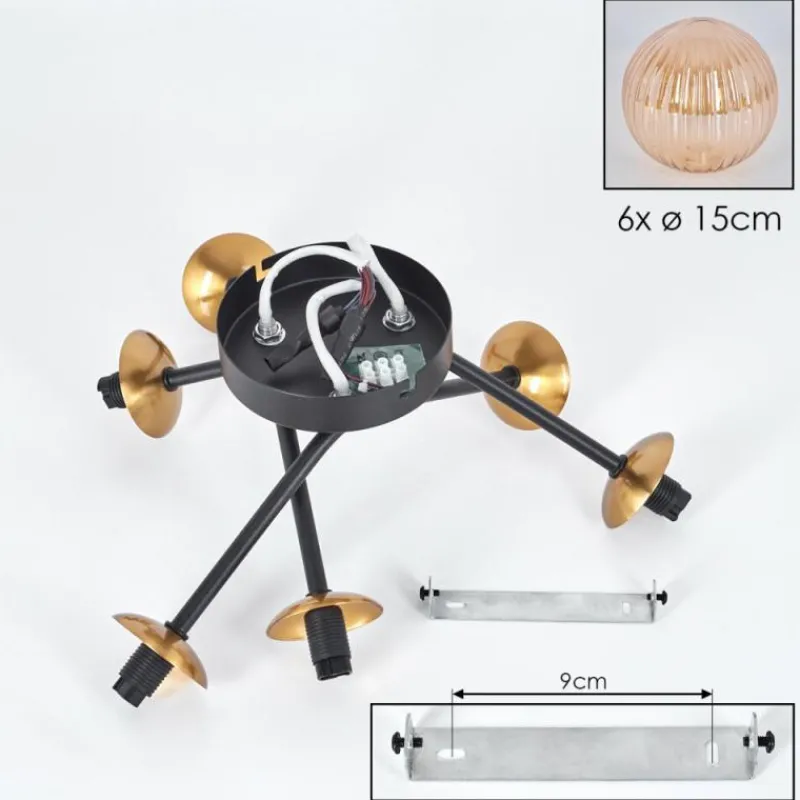 hofstein Plafonnier Chehalis Ambre, 6 lumières