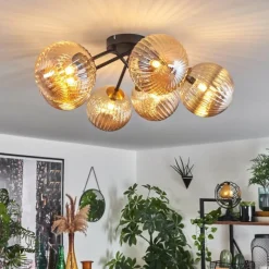 hofstein Plafonnier Chehalis Ambre, 6 lumières
