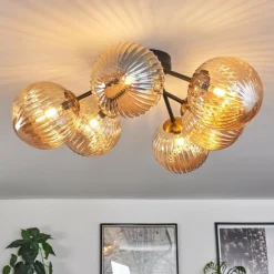 hofstein Plafonnier Chehalis Ambre, 6 lumières
