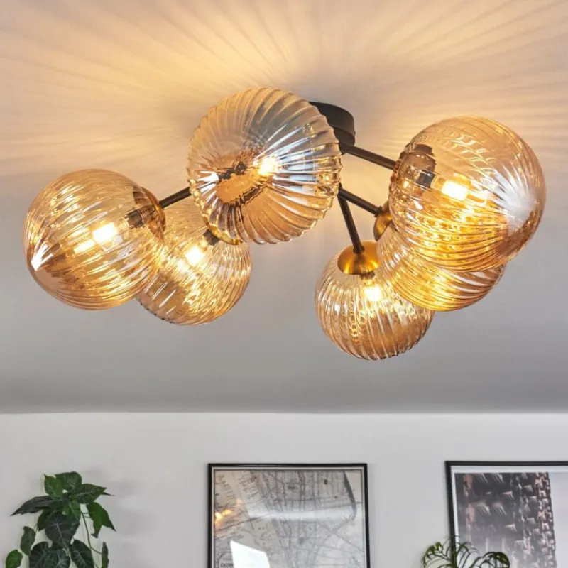 hofstein Plafonnier Chehalis Ambre, 6 lumières