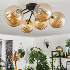 hofstein Plafonnier Chehalis Ambre, 6 lumières